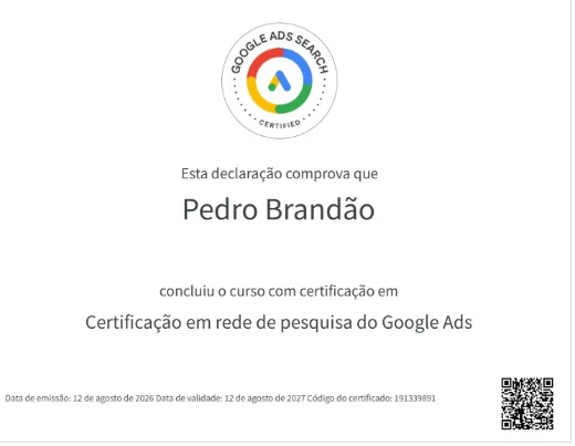 Certificado do Google Ads